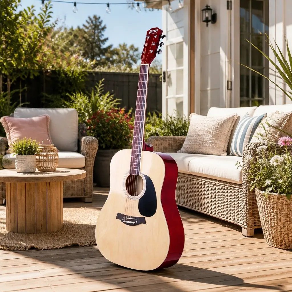 Dreadnought Acoustic Guitar 41 Inch Wooden Body Natural Finish Steel String