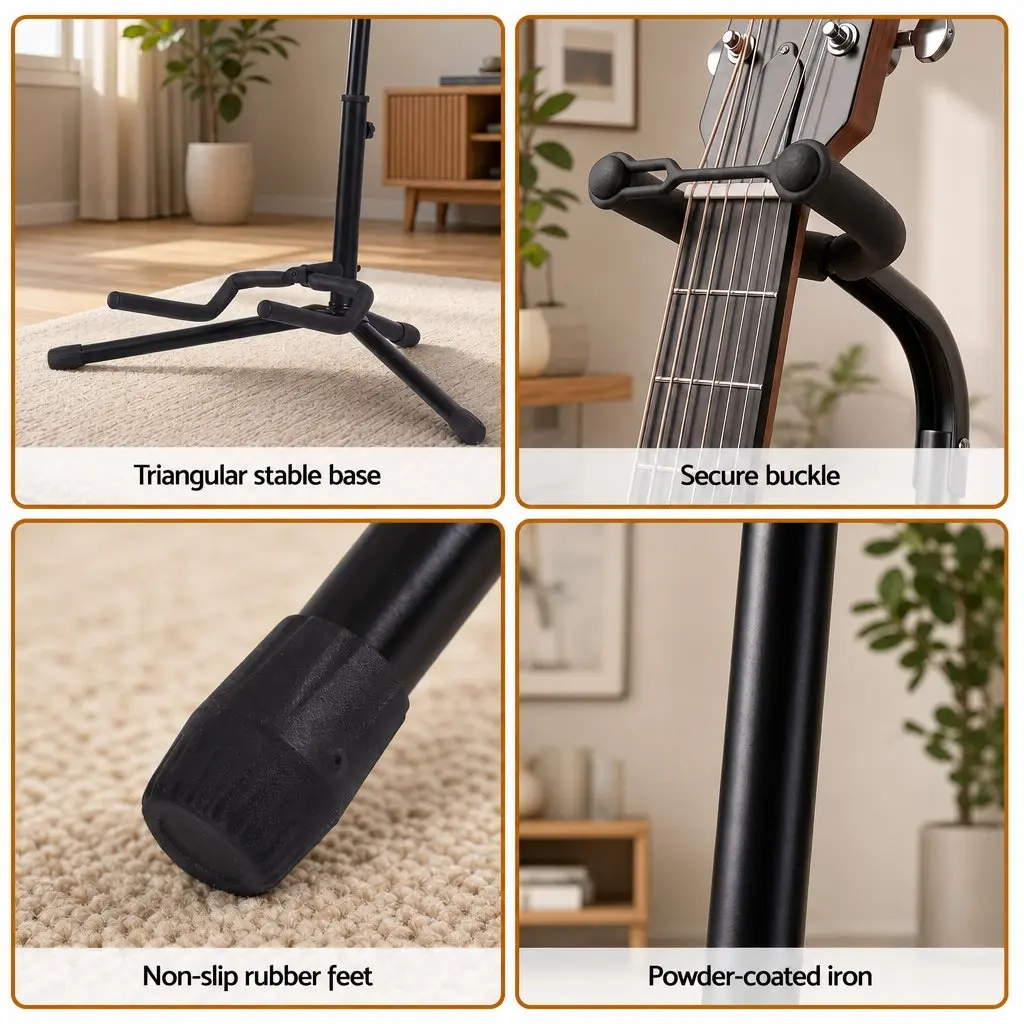 Guitar Stand Adjustable Iron A-Frame Folding Black