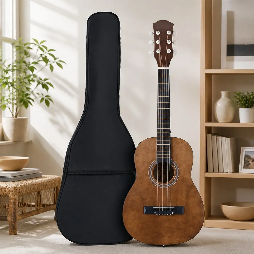Steel String Acoustic Guitar 31 Inch Compact Black with Gig Bag