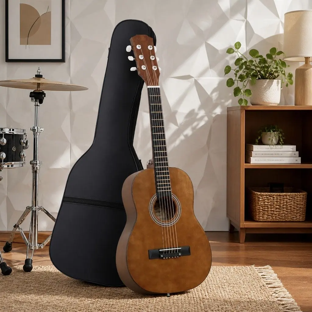 Steel String Acoustic Guitar 31 Inch Compact Black with Gig Bag