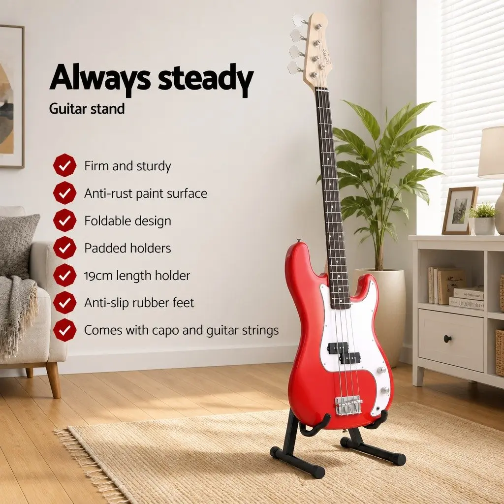 Electric Guitar Beginner Kit 47 Inch Basswood Body Maple Neck Red and White with 40W Amplifier Stand Strap Picks