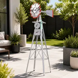 Practical 4FT Garden Windmill with Weathervane & Blades