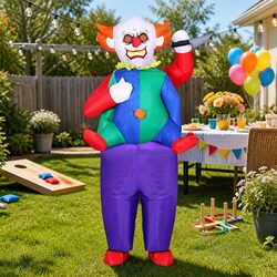 Inflatable Clown Costume Adult Purple Blow Up Fancy Dress Party Halloween