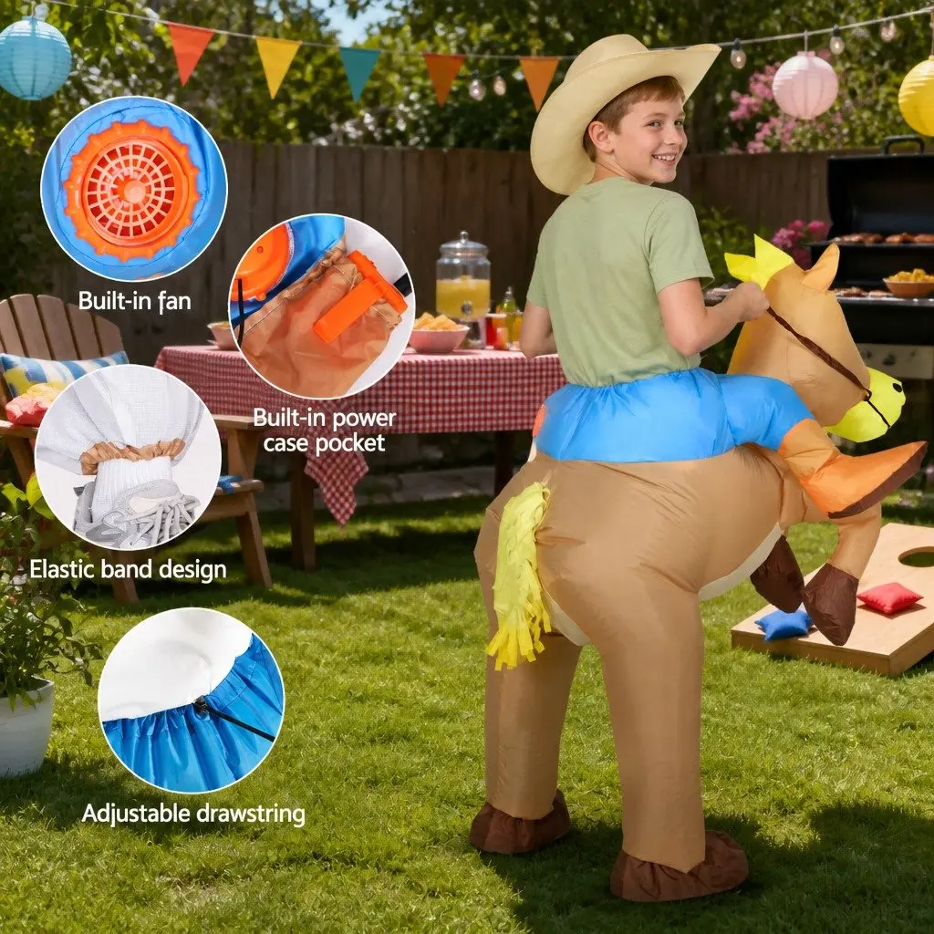 Inflatable Cowboy Costume Polyester 1.48m Brown Adult Unisex