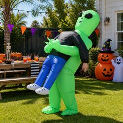 Practical Inflatable Green Alien Costume for Halloween Events