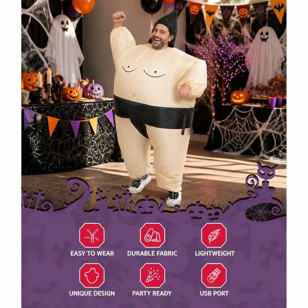 Inflatable Sumo Costume Polyester 1.5m Skin Colour