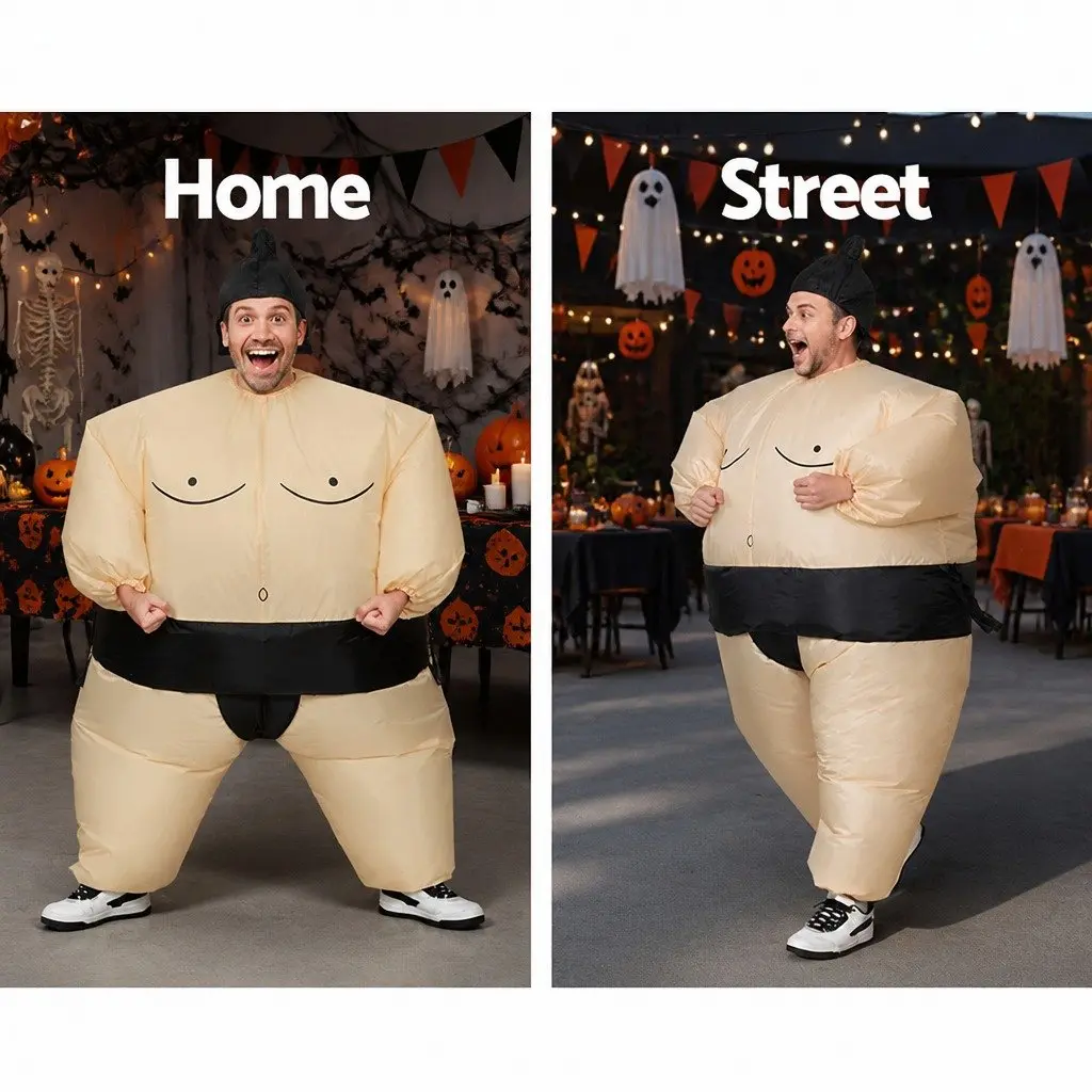 Inflatable Sumo Costume Polyester 1.5m Skin Colour