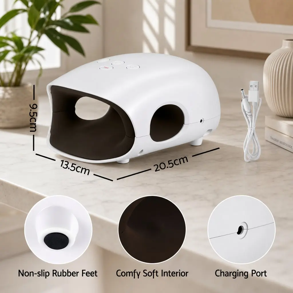 Hand Massager Air Compression Cordless White 3 Modes 3 Intensity Levels Heat Settings