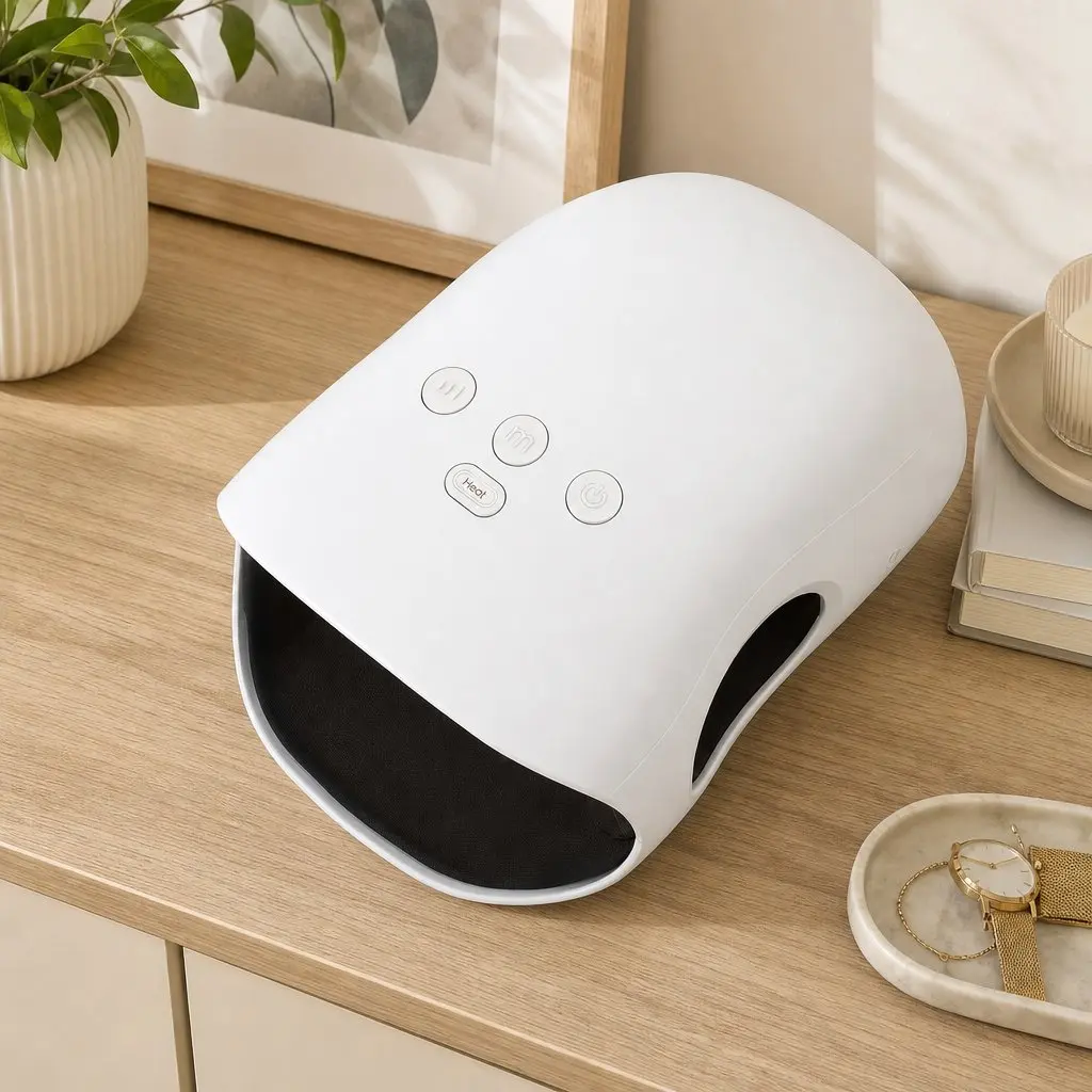 Hand Massager Air Compression Cordless White 3 Modes 3 Intensity Levels Heat Settings