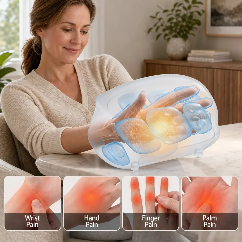 Hand Massager Air Compression Cordless White 3 Modes 3 Intensity Levels Heat Settings