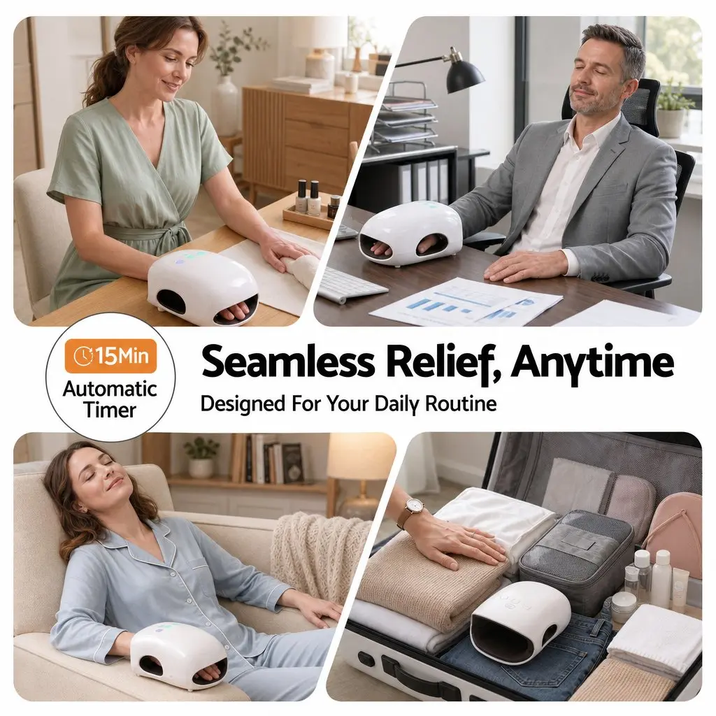 Hand Massager Air Compression Cordless White 3 Modes 3 Intensity Levels Heat Settings