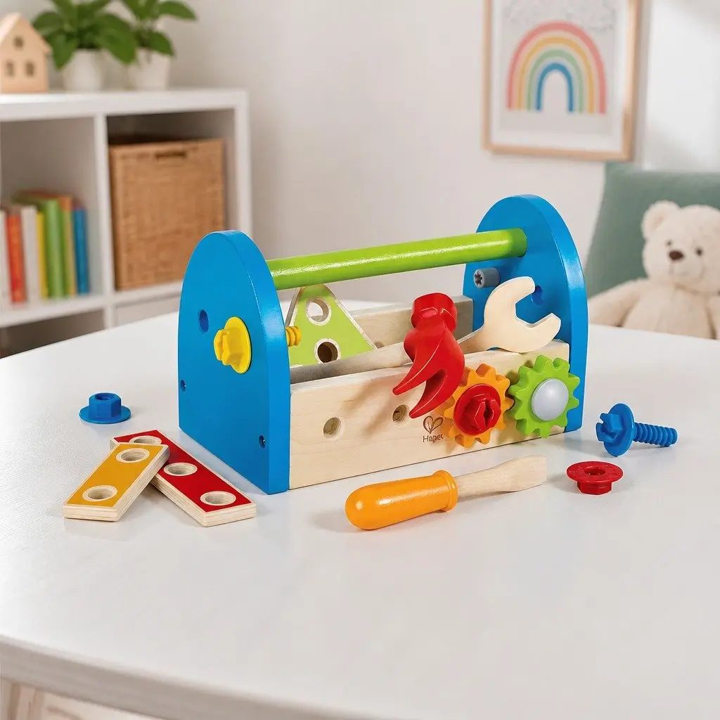 Wooden Tool Box Set 17 Piece Educational Building Construction Toy for Kids