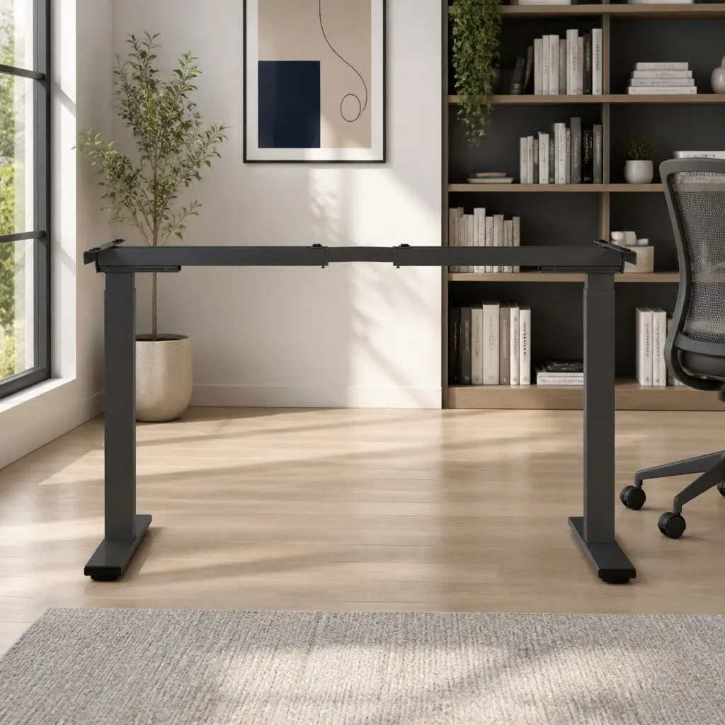 Height Adjustable Dual Motor Standing Desk Frame Metal Office Workstation Black