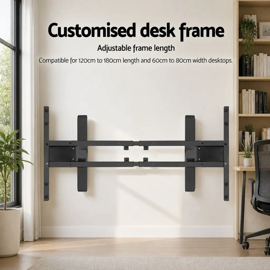 Height Adjustable Dual Motor Standing Desk Frame Metal Office Workstation Black