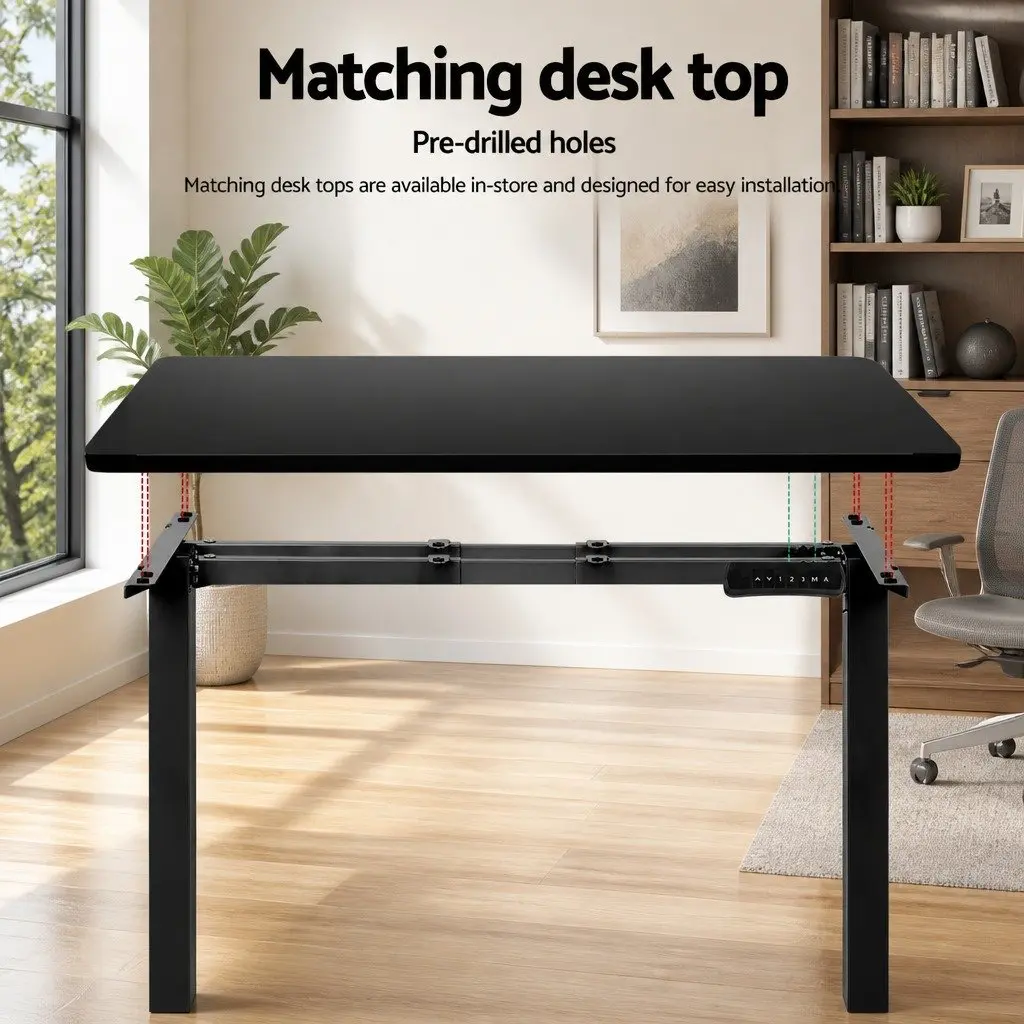Height Adjustable Dual Motor Standing Desk Frame Metal Office Workstation Black