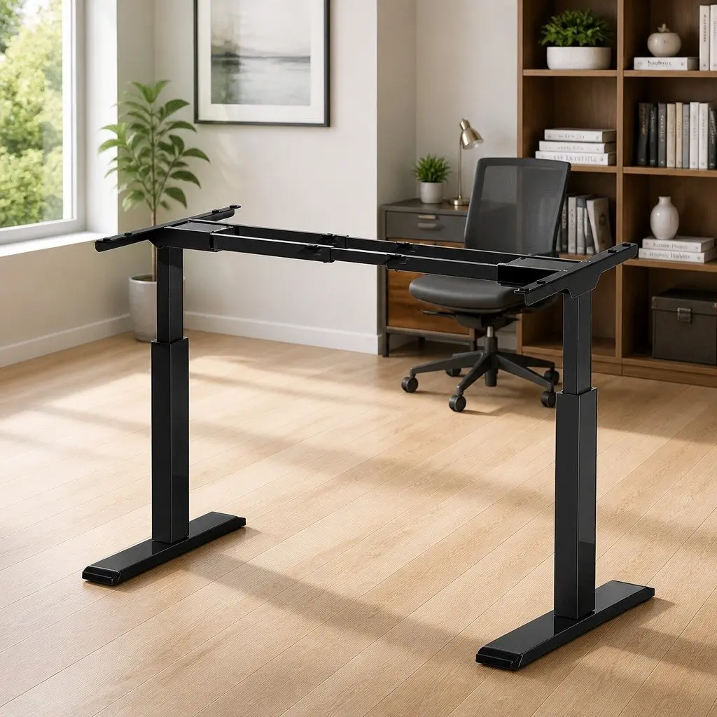 Height Adjustable Dual Motor Standing Desk Frame Metal Office Workstation Black