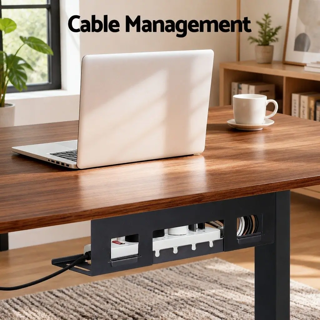 Electric Standing Desk Dual Motor Height Adjustable Office Walnut 140cm
