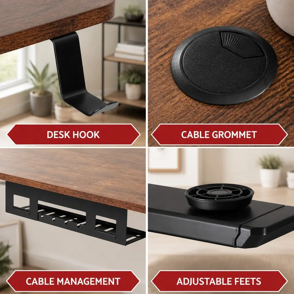 Electric Standing Desk L-Shaped Motorised Adjustable Height Walnut or Rustic Brown 120 x 120 cm
