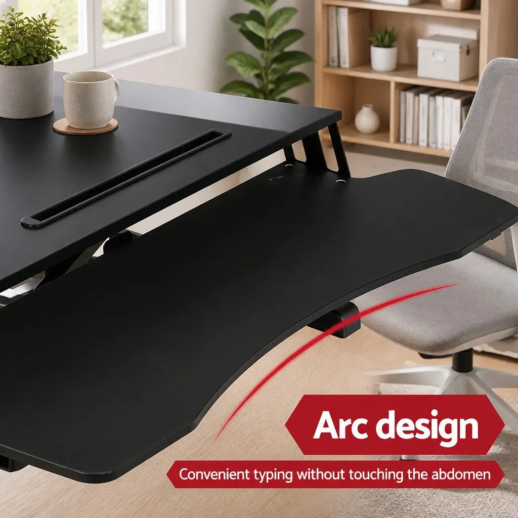 Height Adjustable Desk Riser MDF Metal 80cm Black
