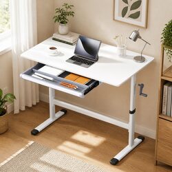 Functional 100CM White Standing Desk for Home Office