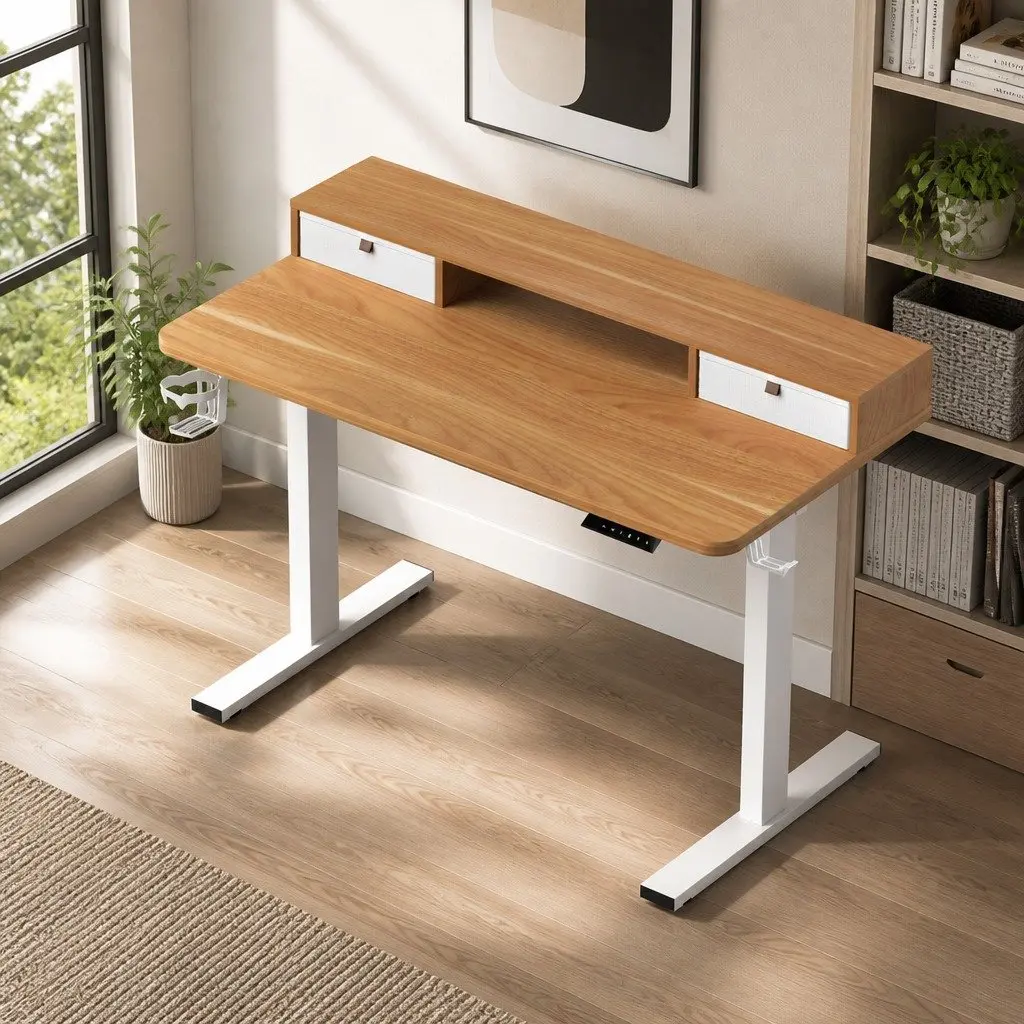 Electric Standing Desk Height Adjustable Sit Stand Motorised Office Desk White