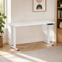 Electric Standing Desk 140cm Motorised Adjustable Height Home Office White