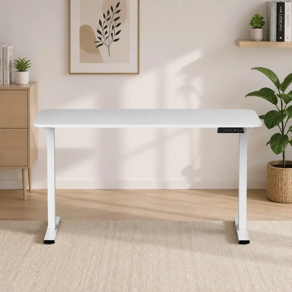 Motorised Adjustable Desk White 140cm Height Control Home Office