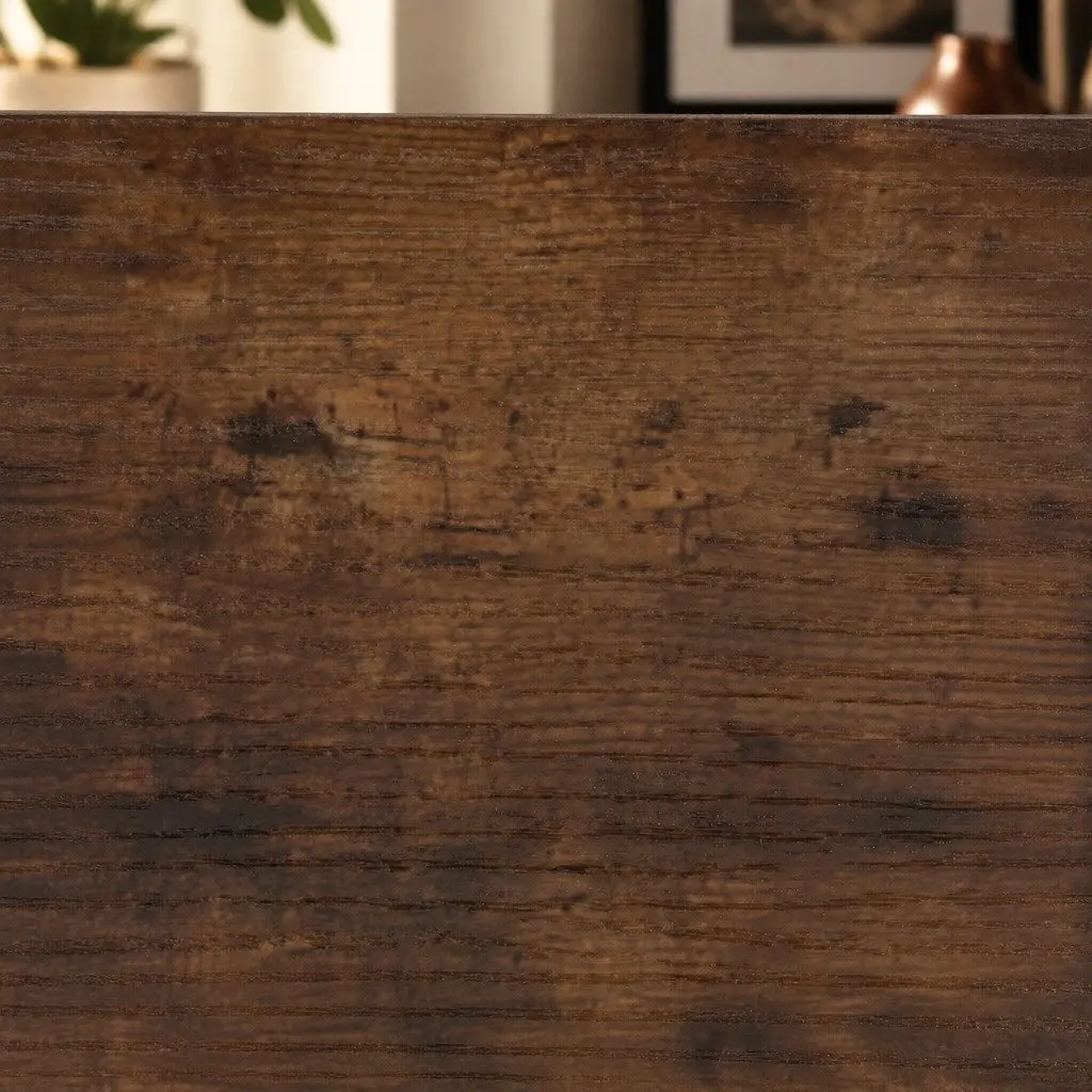 4TierVinylRecordStorageStandWithNonWovenDrawersBottomShelfBrownBlack