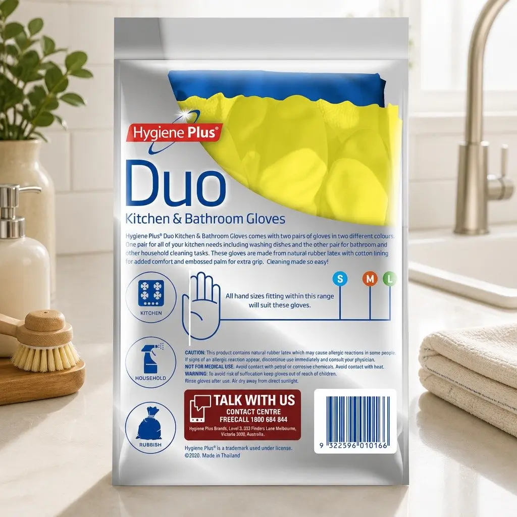 Kitchen and Bathroom Gloves Large 2pk x4 Cleaning Protection Hand Wear Reusable