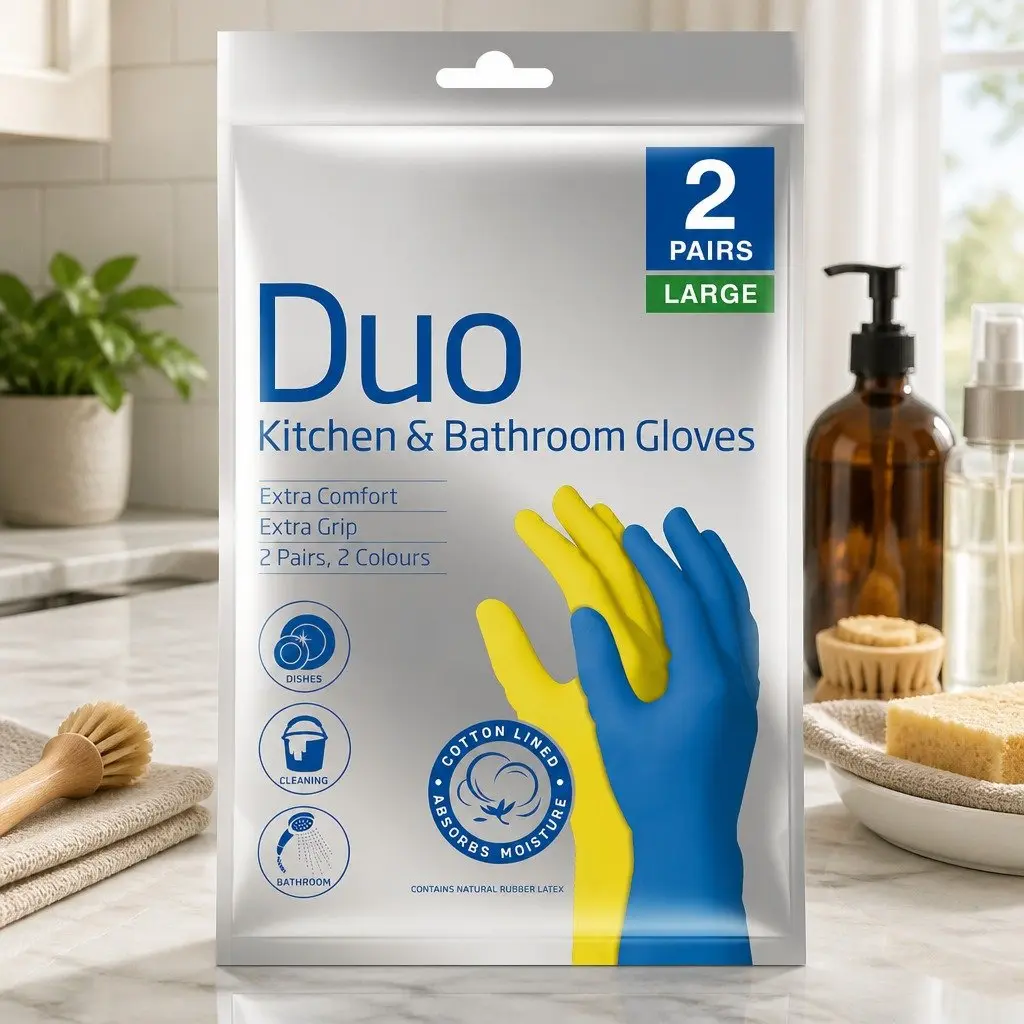 Cleaning Gloves Waterproof Large Reusable Latex Rubber for Kitchen and Bathroom