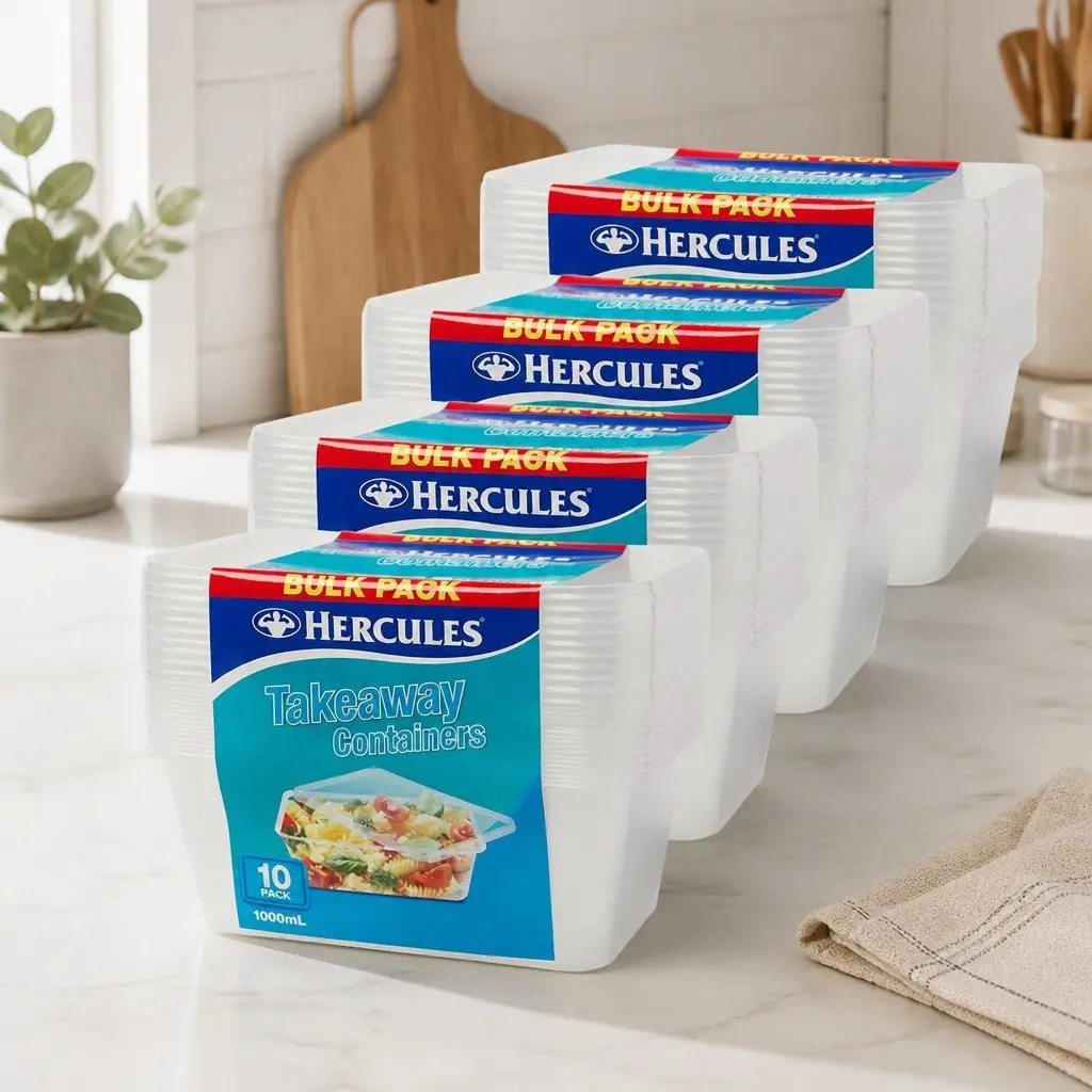 Takeaway Food Containers 1000ml Set of 4x10pk Meal Prep Storage with Lids