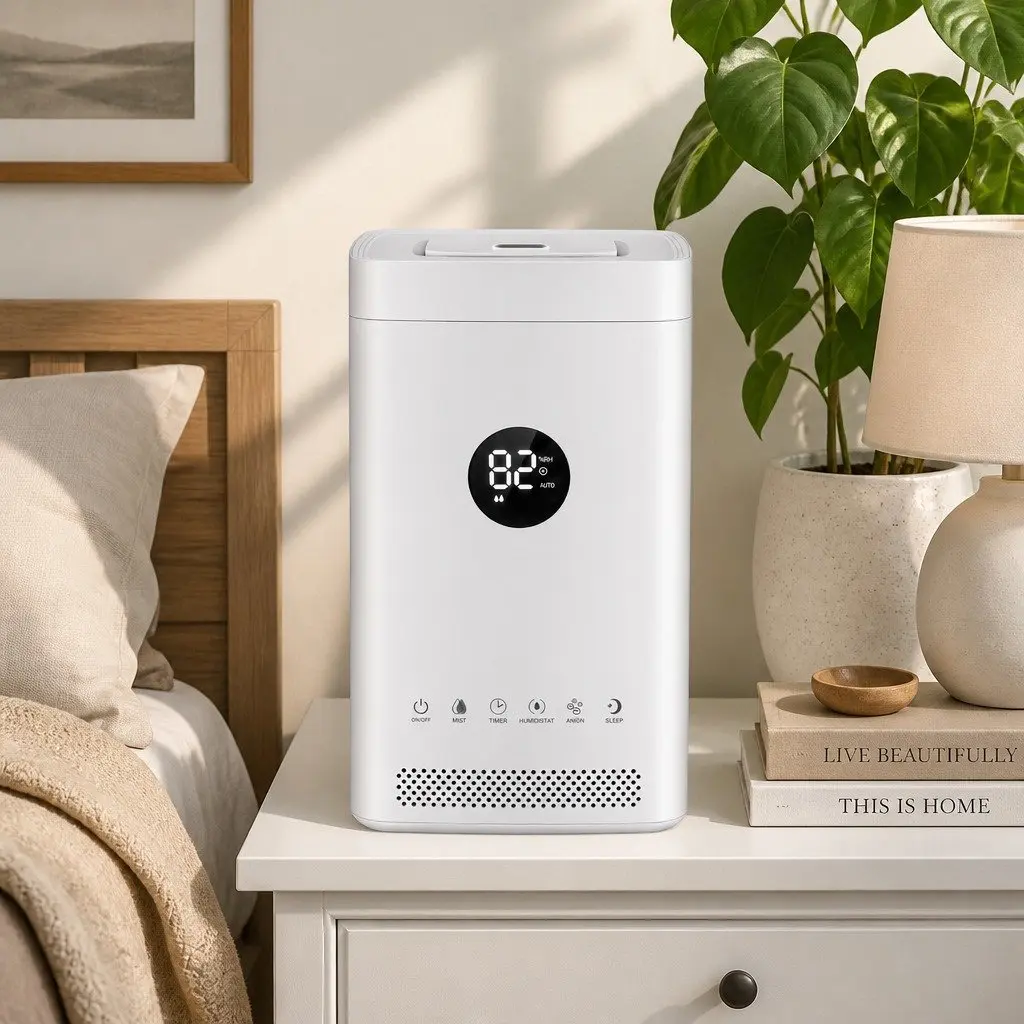 Ultrasonic Humidifier 3.5L White Auto Humidity Control Top Fill Air Purifier
