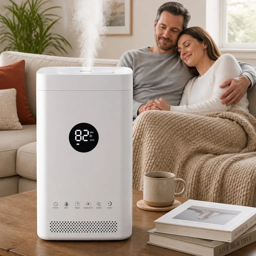 Ultrasonic Humidifier 3.5L White Auto Humidity Control Top Fill Air Purifier