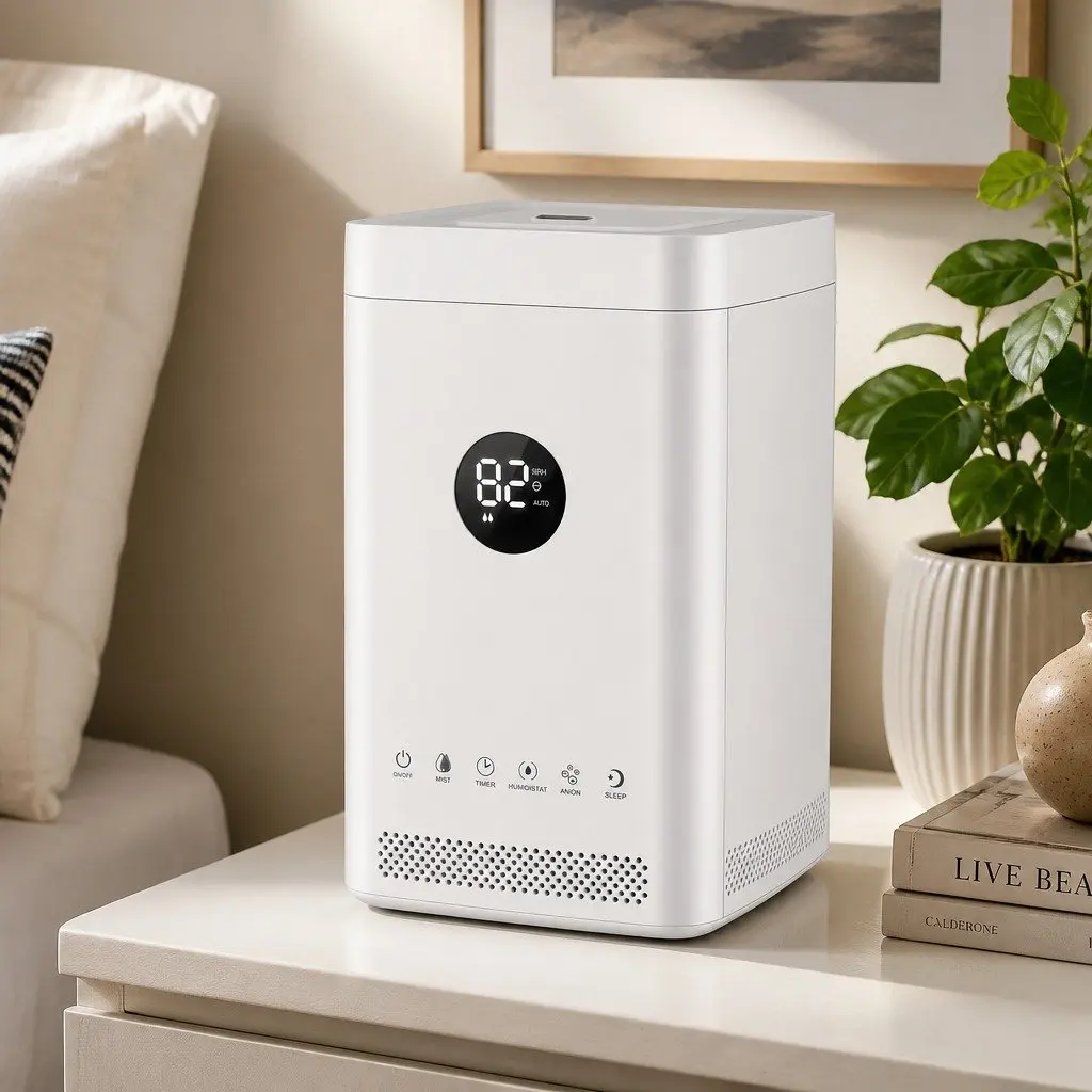 Ultrasonic Humidifier 3.5L White Auto Humidity Control Top Fill Air Purifier