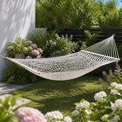 2 Person Hammock Outdoor Camping Hanging Bed Chair Cotton Rope Mesh Cream