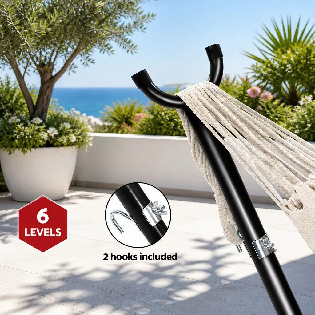 Hammock Bed with Stand Cotton 280cm x 150cm Cream