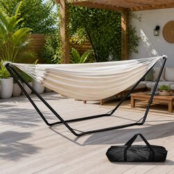 Hammock Bed with Stand Steel Frame Indoor Outdoor Camping Relaxation Portable