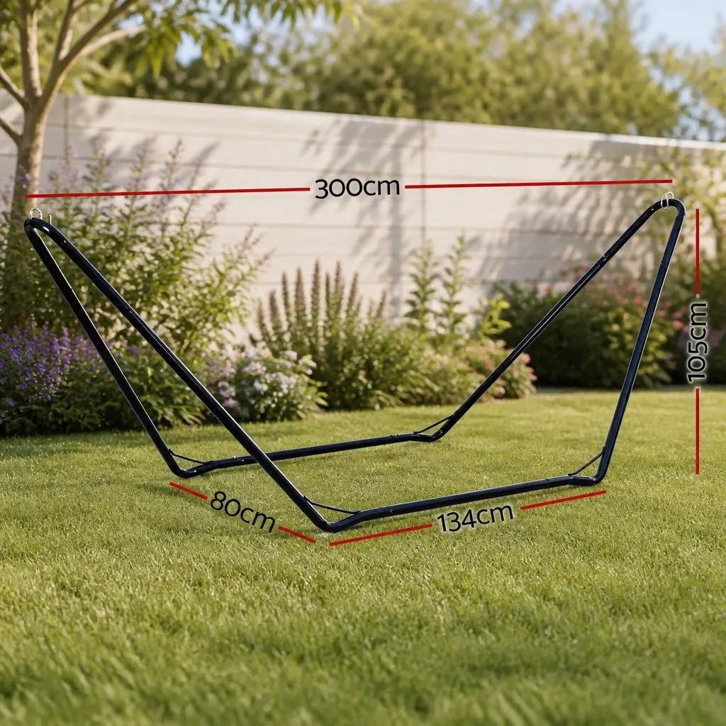 Hammock Stand Steel Frame 300cm Black Outdoor Garden Patio Relaxation Support 150kg
