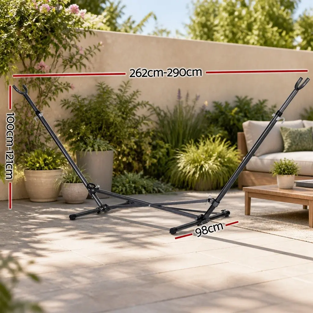 Hammock Bed Stand Powder-coated Steel Adjustable Height Black