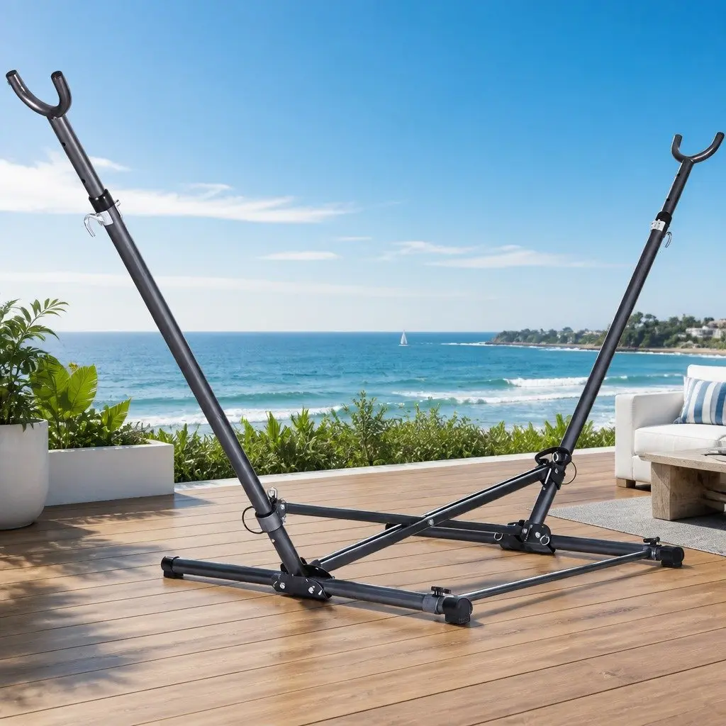 Hammock Bed Stand Powder-coated Steel Adjustable Height Black