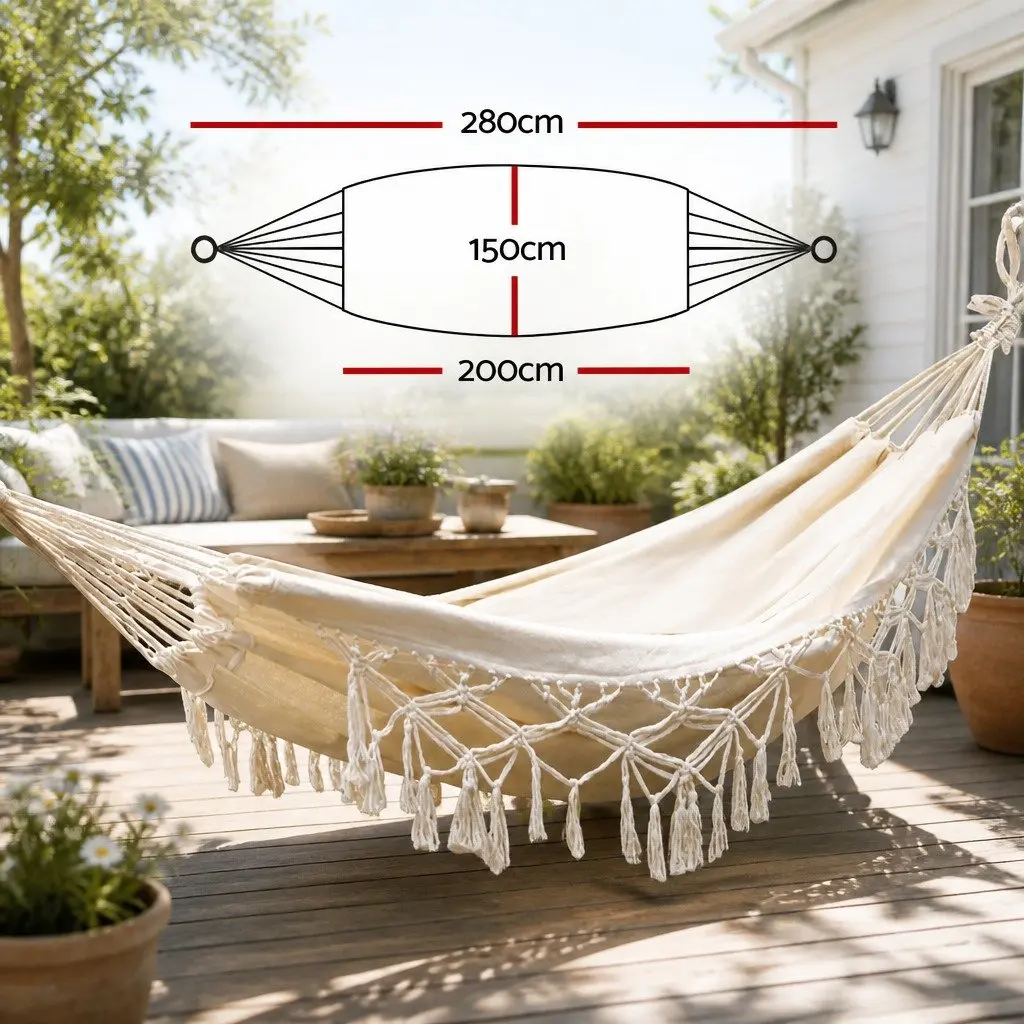 Hammock Bed Polyester Cotton Blend 200cm x 150cm Cream