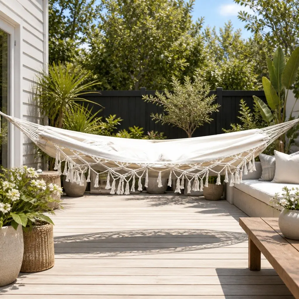 Hammock Bed Polyester Cotton Blend 200cm x 150cm Cream