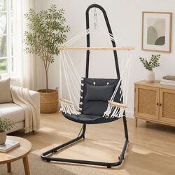 Hammock Chair with Steel Stand A-Frame Indoor Outdoor Relaxation Lounge Seat