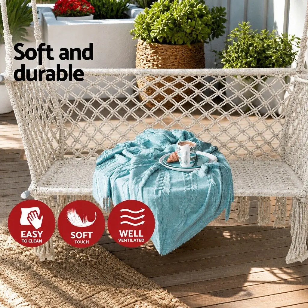 Hammock Chair Handmade 2 Person Indoor Outdoor Cream