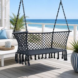 Hammock Chair Outdoor Portable 2 Person Camping Suspended Relaxation Seat Grey