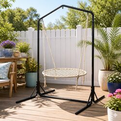 Hammock Chair with Stand Outdoor Swing Nest Web 100cm Cream