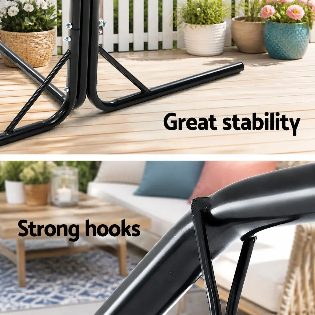 Hammock Chair with Stand Outdoor Swing 100cm Cream