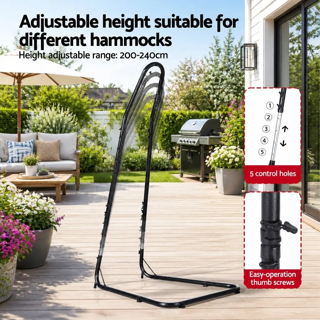 Hammock Chair Powder-coated Steel Frame Adjustable Height Indoor Outdoor Cream Black