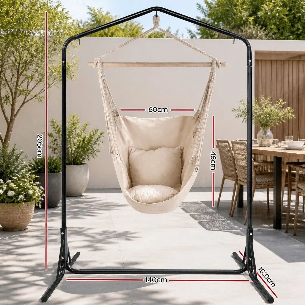 Hammock Chair with Stand Polyester Cotton Blend 100 x 45 x 145cm Cream Colour