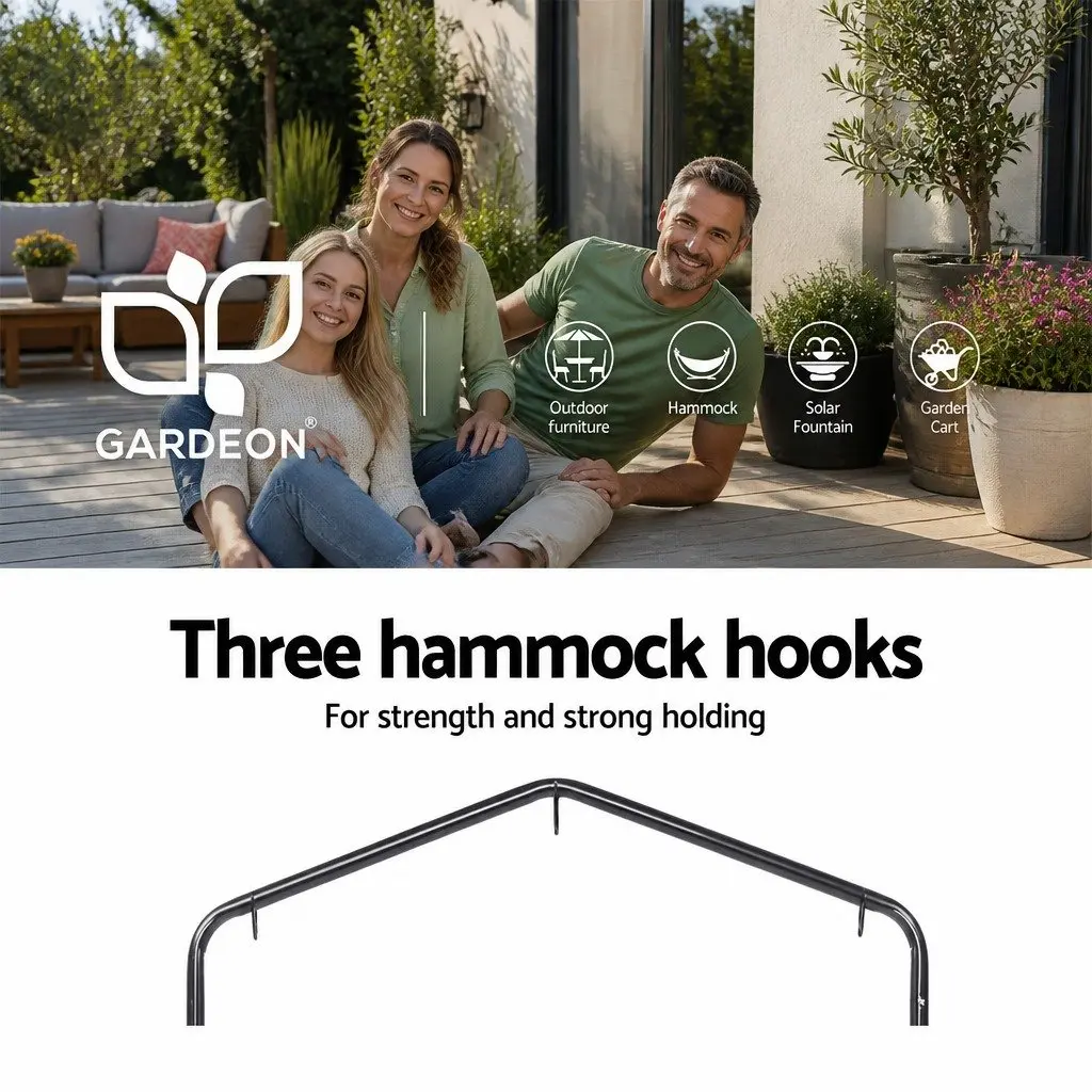 Hammock Chair with Stand Polyester Cotton Blend Grey Outdoor Furniture
